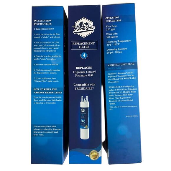 Konolake ULТRAWF Refrigerator Water Filter Replacement | Frigidaire Kenmore 3 Pk - Picture 4 of 5
